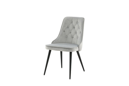 Velvet Deluxe spisebordsstole - sort, lysegrå - 2 stk. - billede 3