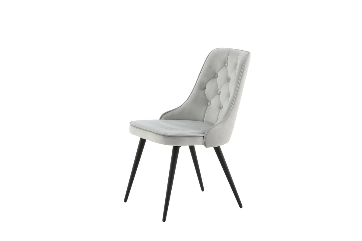 Velvet Deluxe spisebordsstole - sort, lysegrå - 2 stk. - billede 4