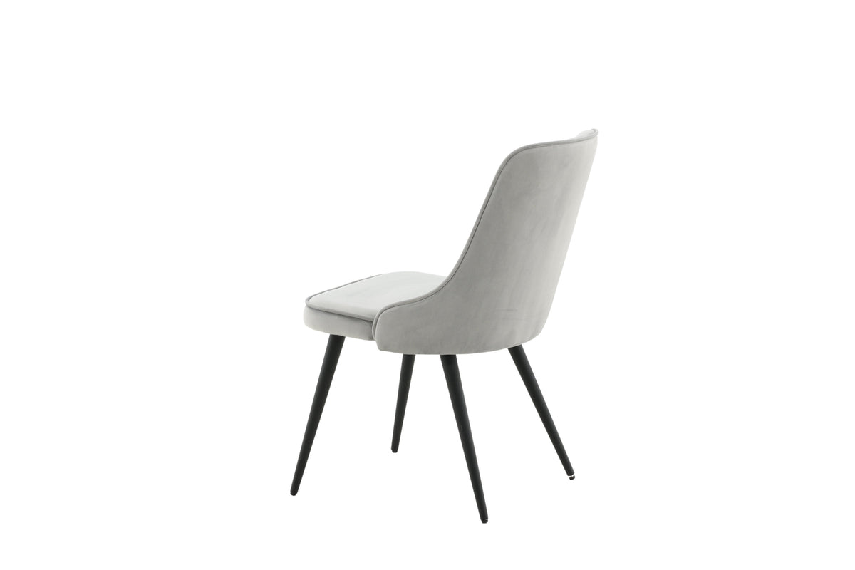 Velvet Deluxe spisebordsstole - sort, lysegrå - 2 stk. - billede 6