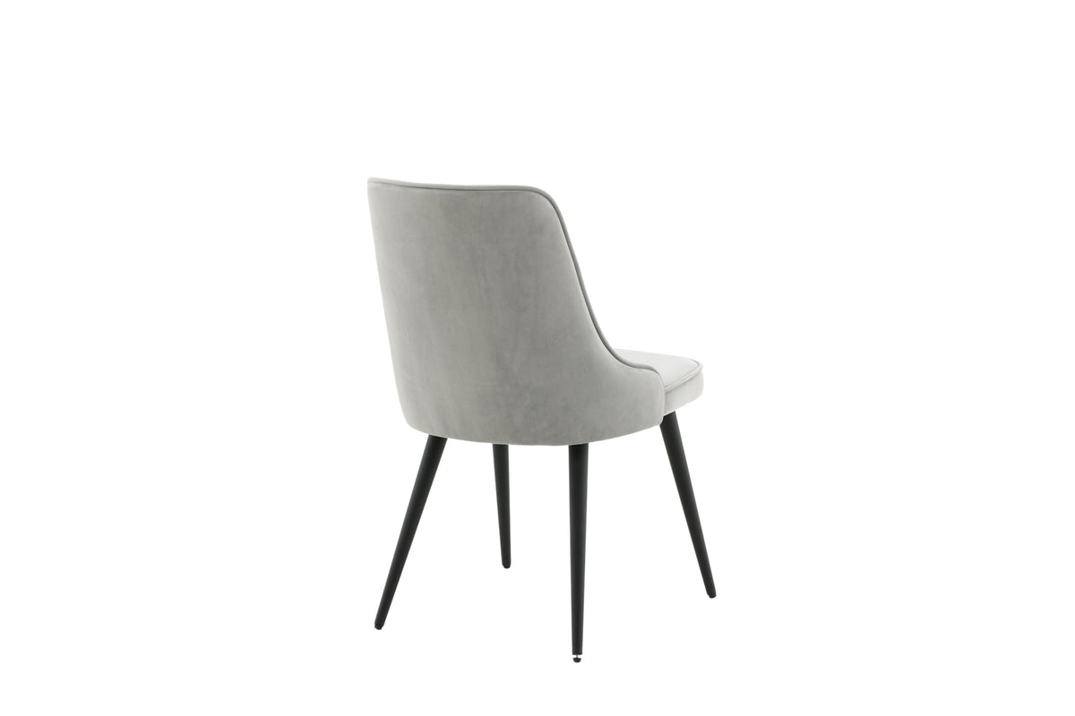 Velvet Deluxe spisebordsstole - sort, lysegrå - 2 stk. - billede 9