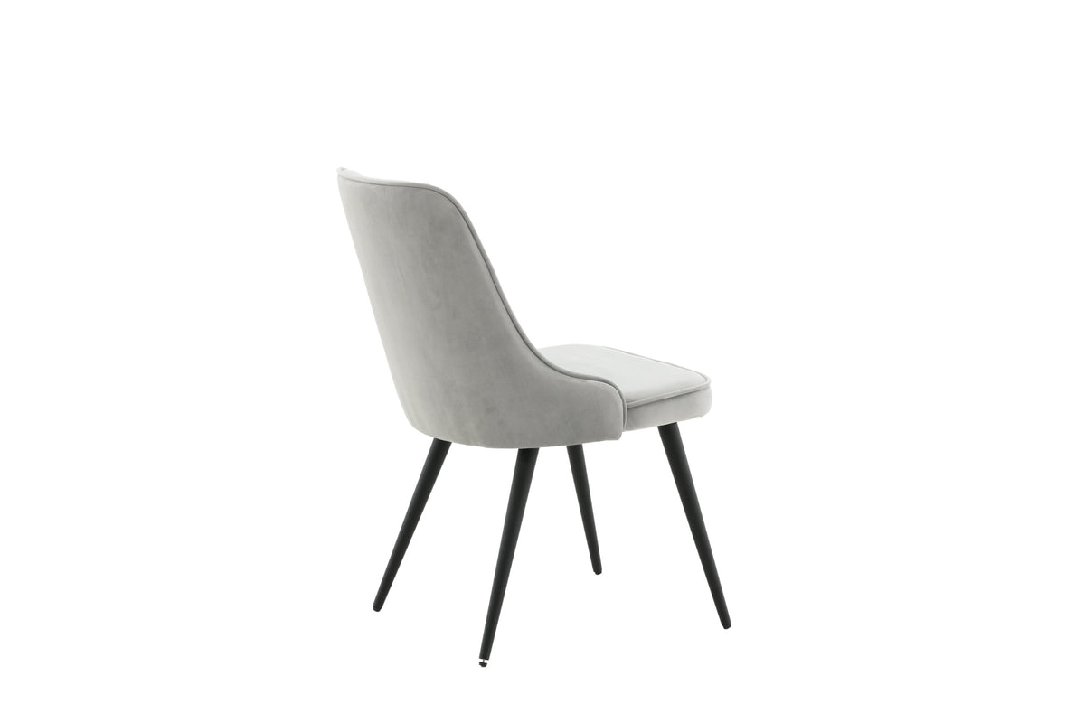 Velvet Deluxe spisebordsstole - sort, lysegrå - 2 stk. - billede 10