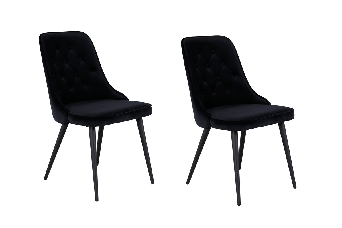 Velvet Deluxe spisebordsstole - sort - 2 stk. - billede 1