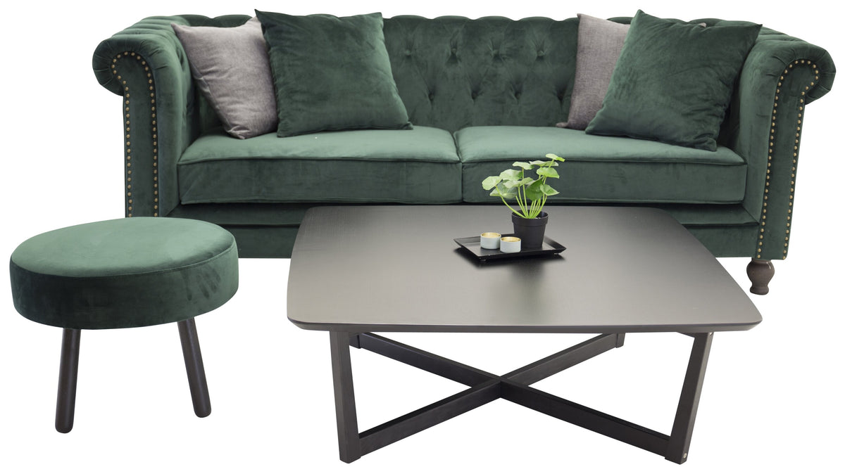Velvet 3-personers sofa - grøn, natur - billede 1