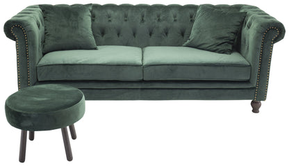 Velvet 3-personers sofa - grøn, natur - billede 2
