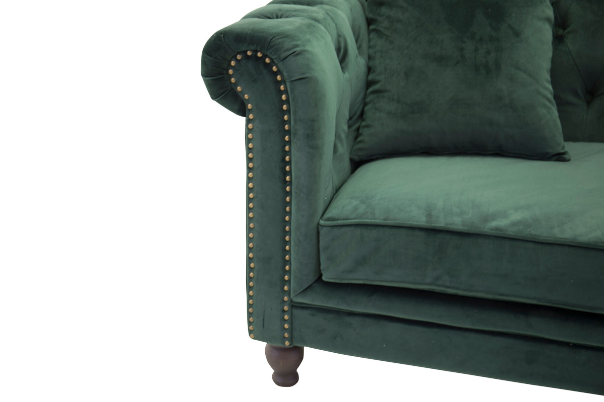 Velvet 3-personers sofa - grøn, natur - billede 3