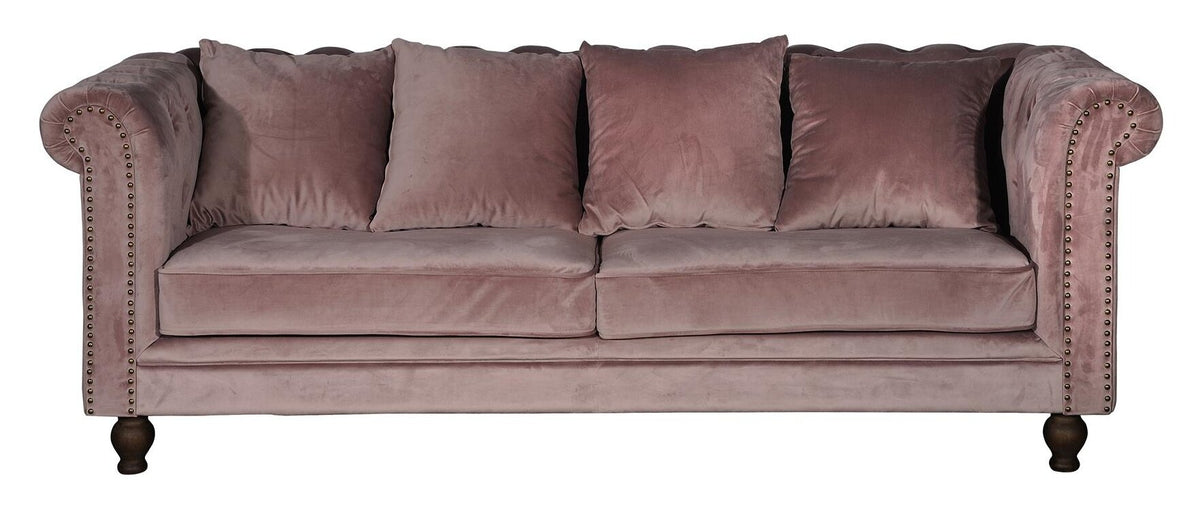 Velvet 3-personers sofa - rosa, natur - billede 1