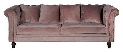 Velvet 3-personers sofa - rosa, natur - billede 1