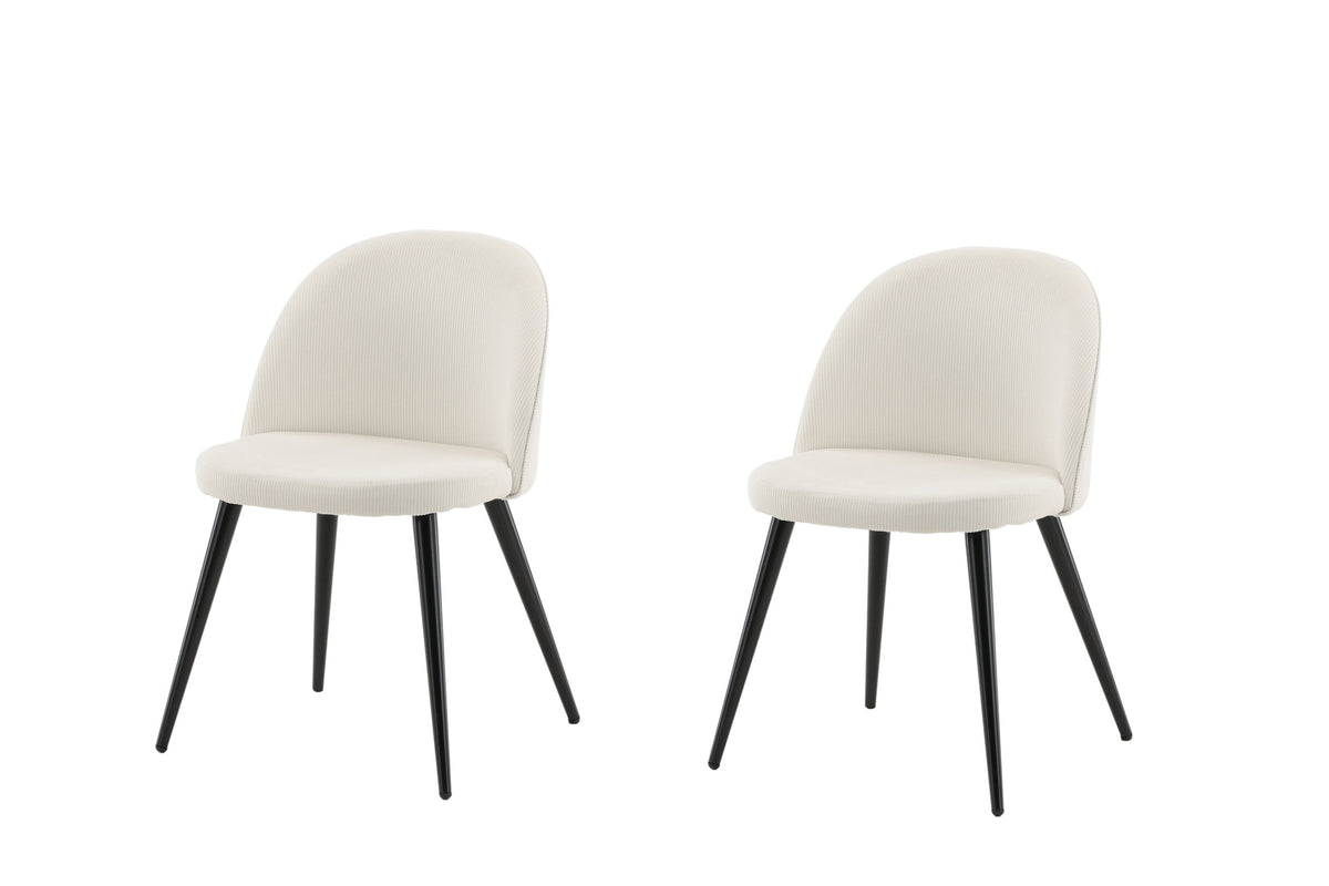 Velvet spisebordsstole - sort, creme, beige - 2 stk. - billede 2