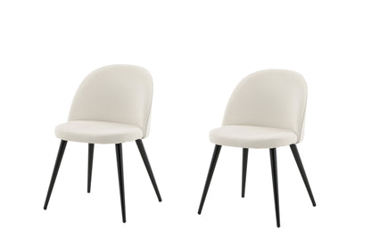 Velvet spisebordsstole - sort, creme, beige - 2 stk. - billede 2