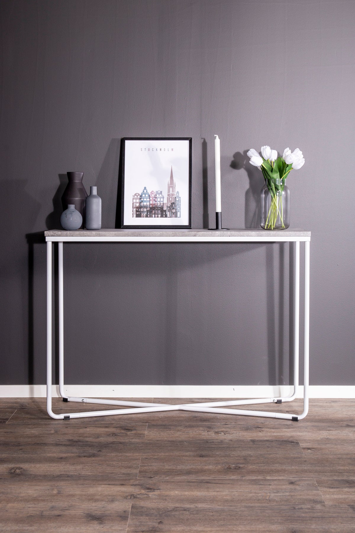 Palace sidebord - 110 × 30 cm - hvid, mørkegrå, grå - billede 5