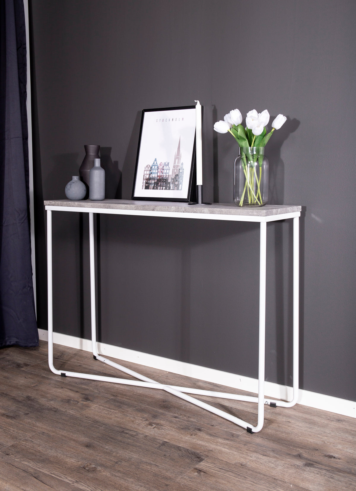 Palace sidebord - 110 × 30 cm - hvid, mørkegrå, grå - billede 7