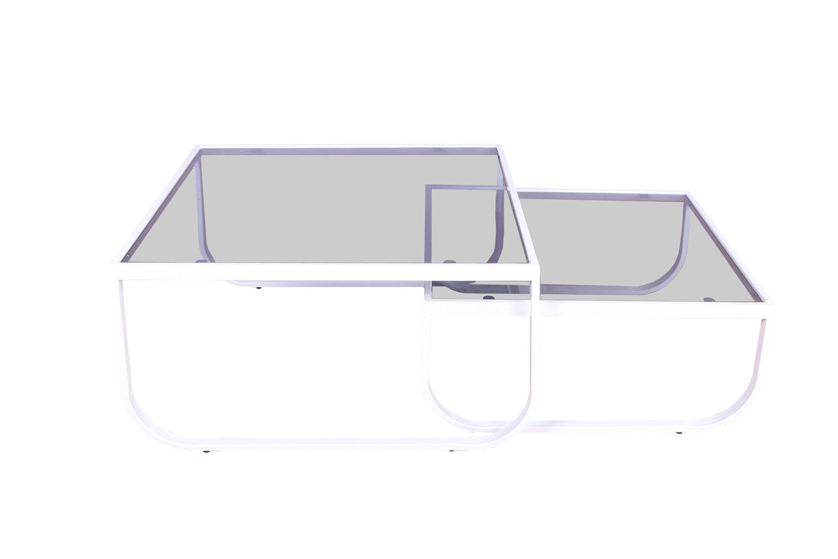 Rocker sofabord - 81 × 81 cm - grå, hvid - billede 1