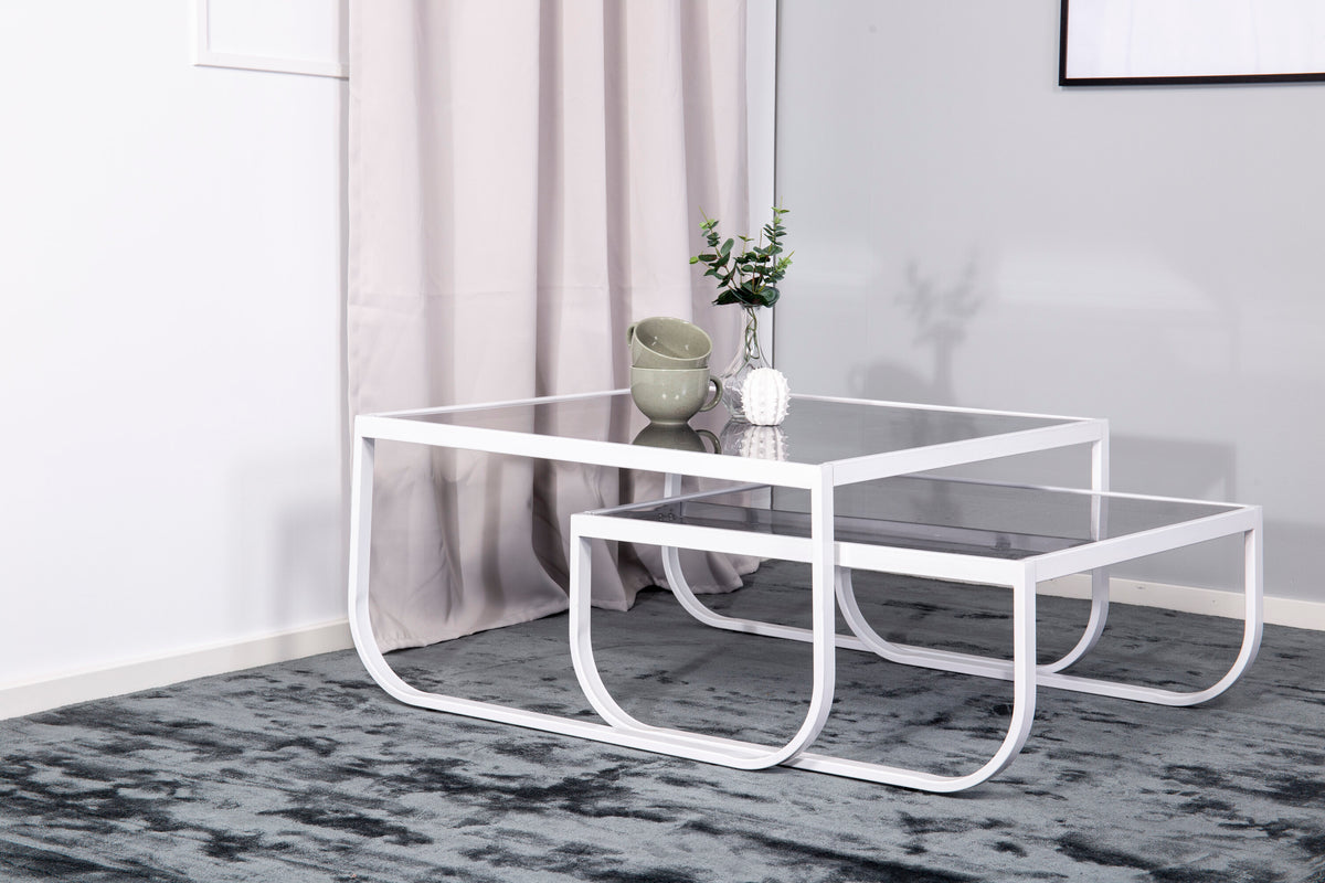 Rocker sofabord - 81 × 81 cm - grå, hvid - billede 2