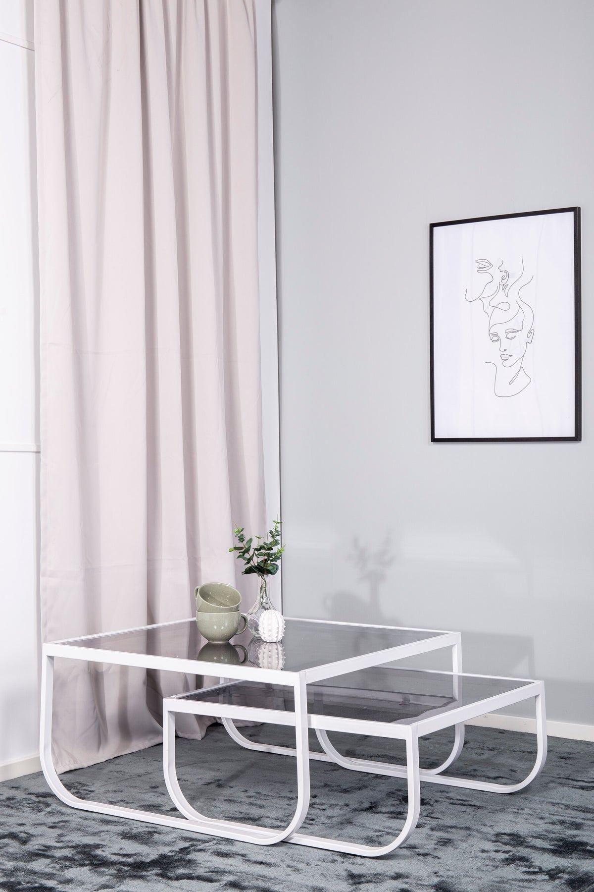 Rocker sofabord - 81 × 81 cm - grå, hvid - billede 4