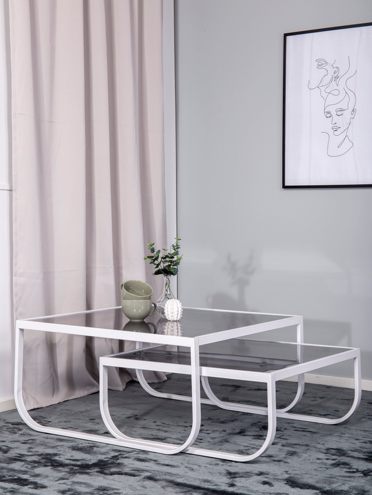 Rocker sofabord - 81 × 81 cm - grå, hvid - billede 5