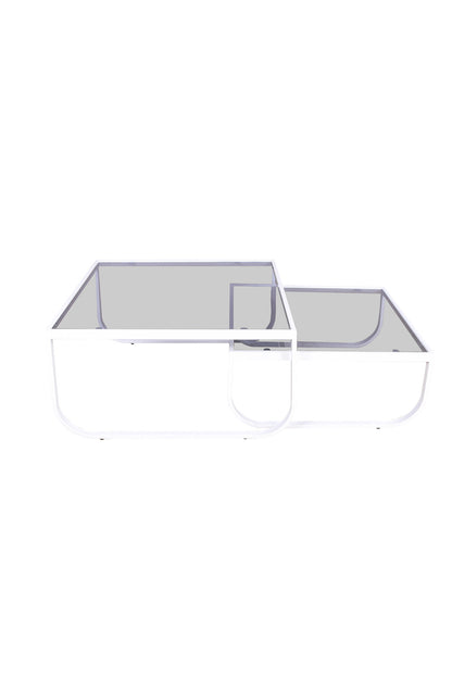 Rocker sofabord - 81 × 81 cm - grå, hvid - billede 3