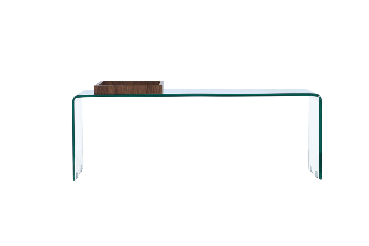 Telemark sofabord - 110 × 50 cm - transparent, valnøddefarvet - billede 1