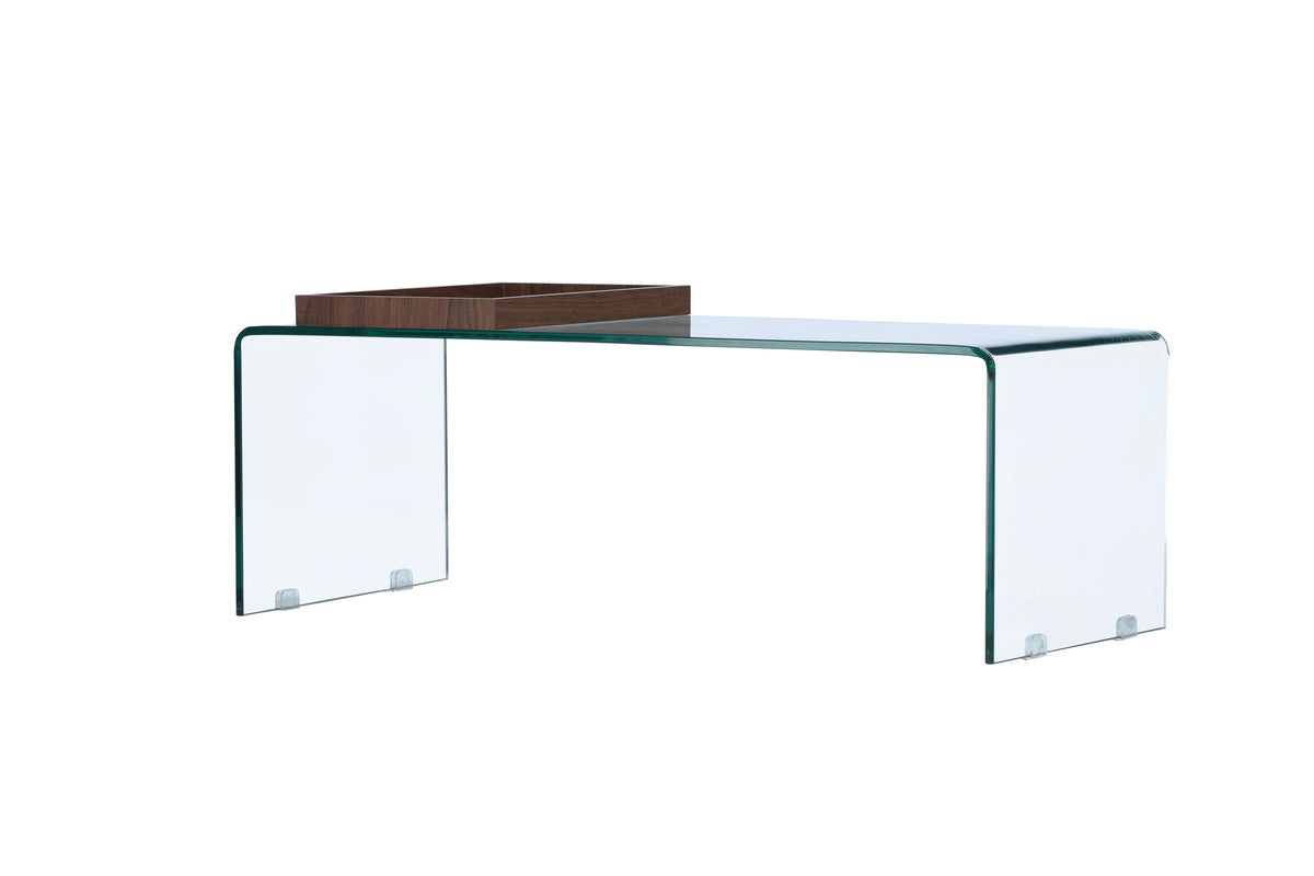 Telemark sofabord - 110 × 50 cm - transparent, valnøddefarvet - billede 2