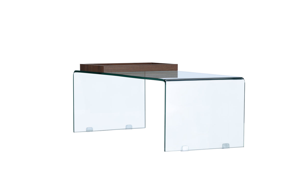 Telemark sofabord - 110 × 50 cm - transparent, valnøddefarvet - billede 3
