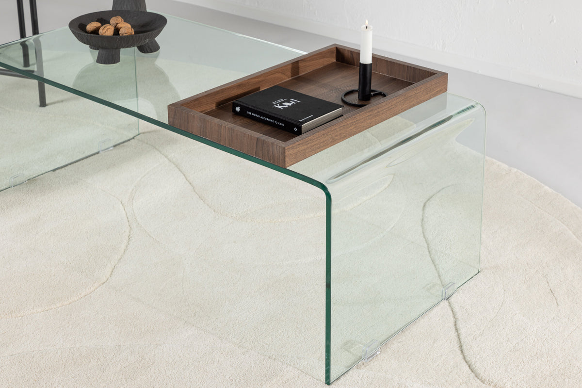 Telemark sofabord - 110 × 50 cm - transparent, valnøddefarvet - billede 14