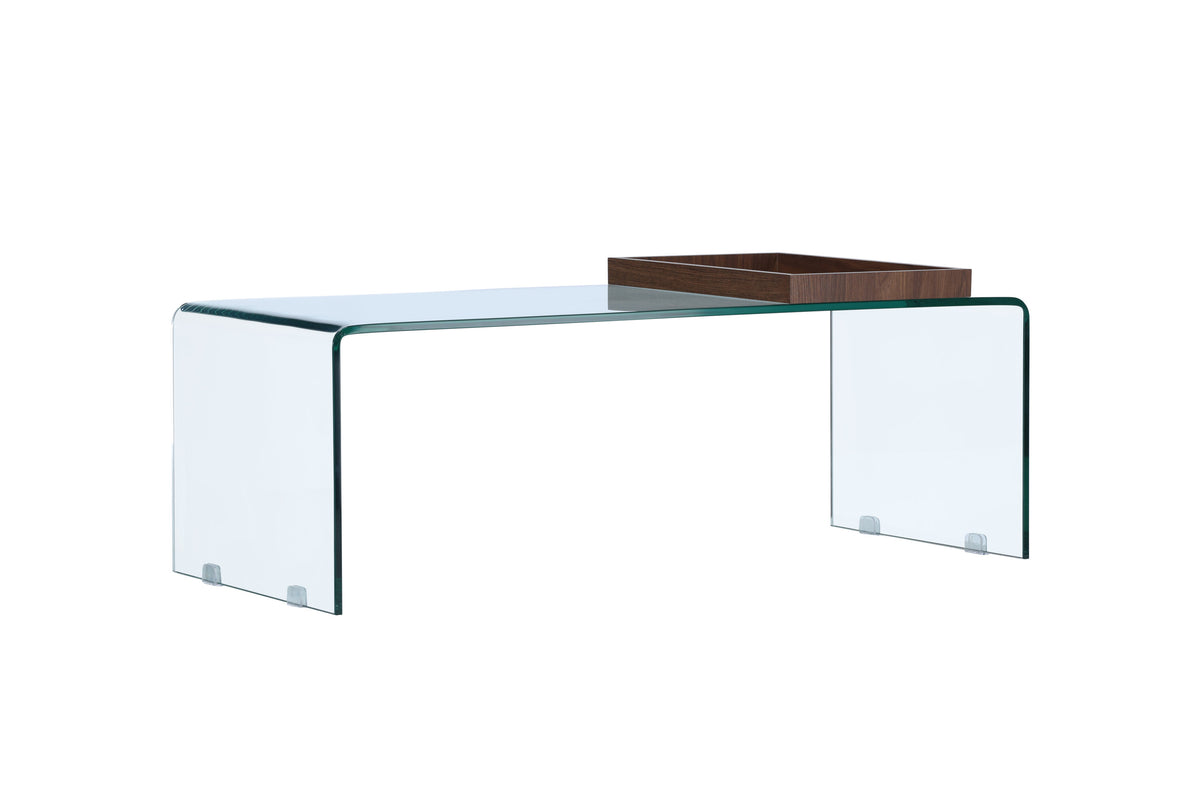 Telemark sofabord - 110 × 50 cm - transparent, valnøddefarvet - billede 6
