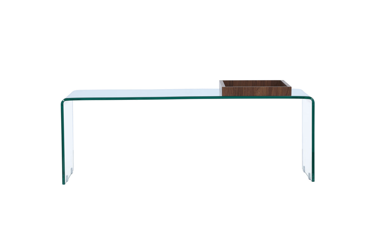 Telemark sofabord - 110 × 50 cm - transparent, valnøddefarvet - billede 7