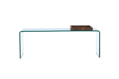 Telemark sofabord - 110 × 50 cm - transparent, valnøddefarvet - billede 7