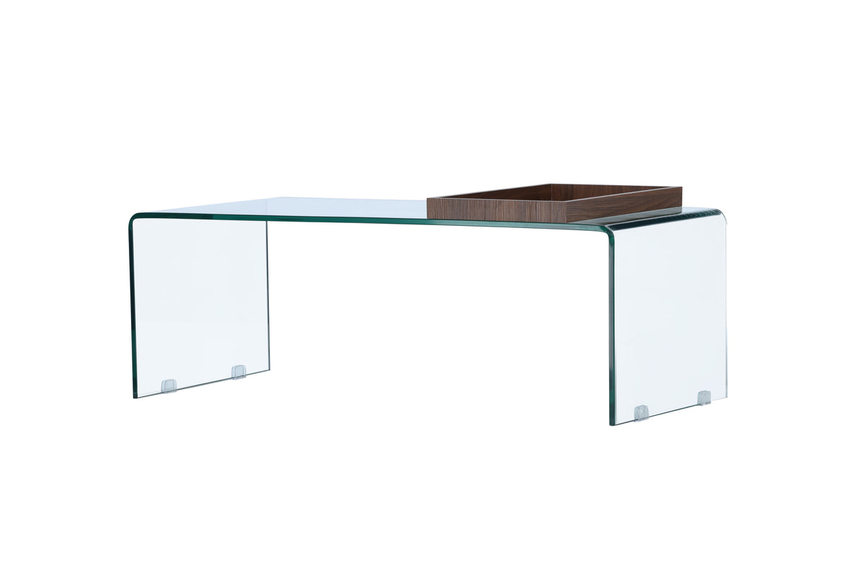 Telemark sofabord - 110 × 50 cm - transparent, valnøddefarvet - billede 8