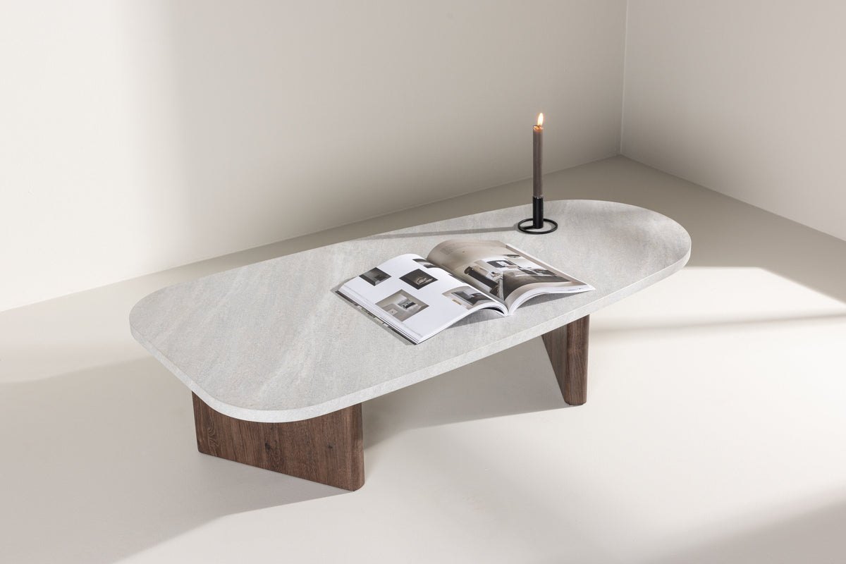 Grönvik sofabord - 130 × 65 cm - mokka, lysegrå - billede 14