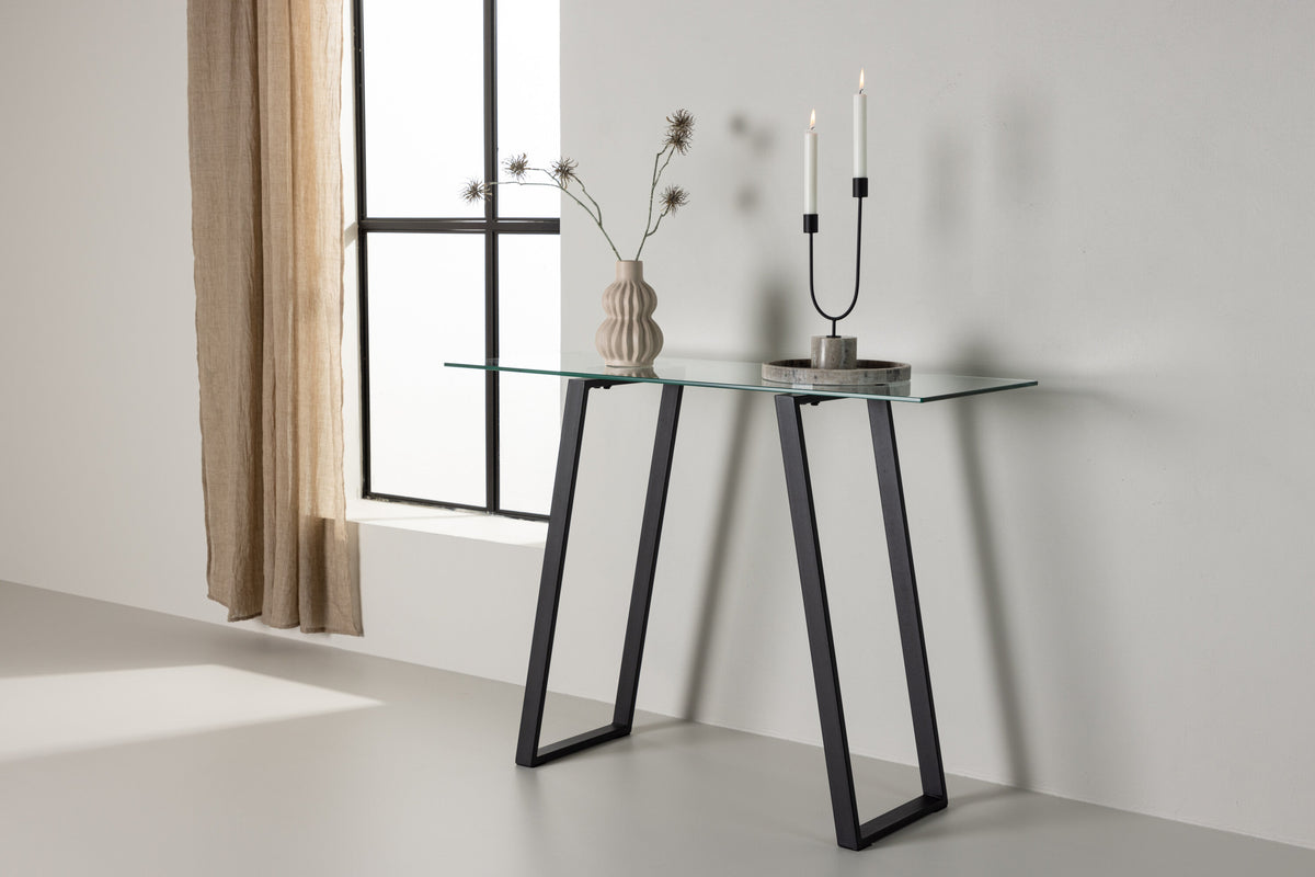 Horten sidebord - 100 × 40 cm - sort, klar, transparent - billede 13