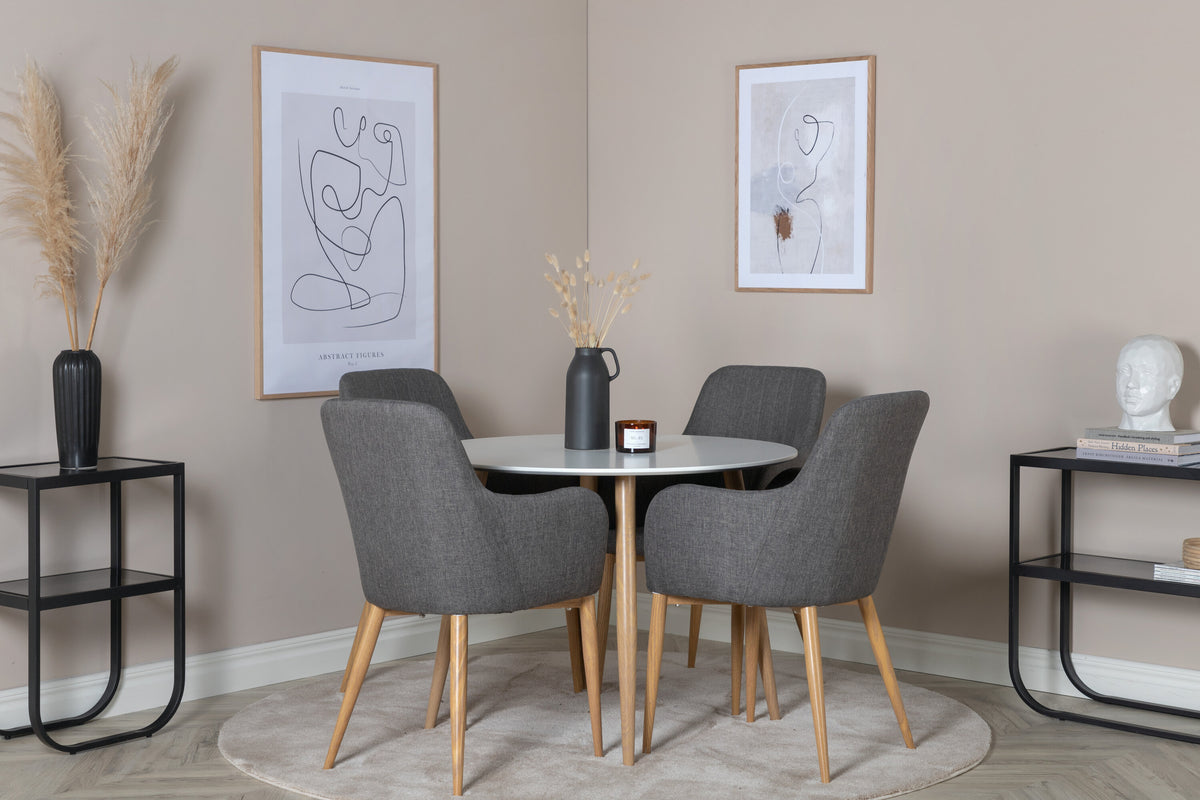 Plaza rundt spisebord - Ø100 cm - natur, hvid - billede 5
