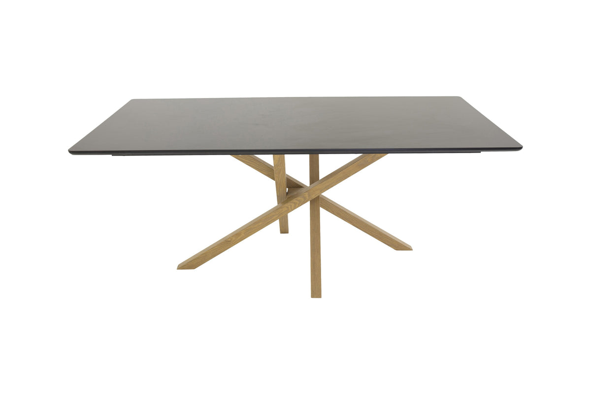 Piazza spisebord - 180 × 90 cm - sort, natur, hvid - billede 1