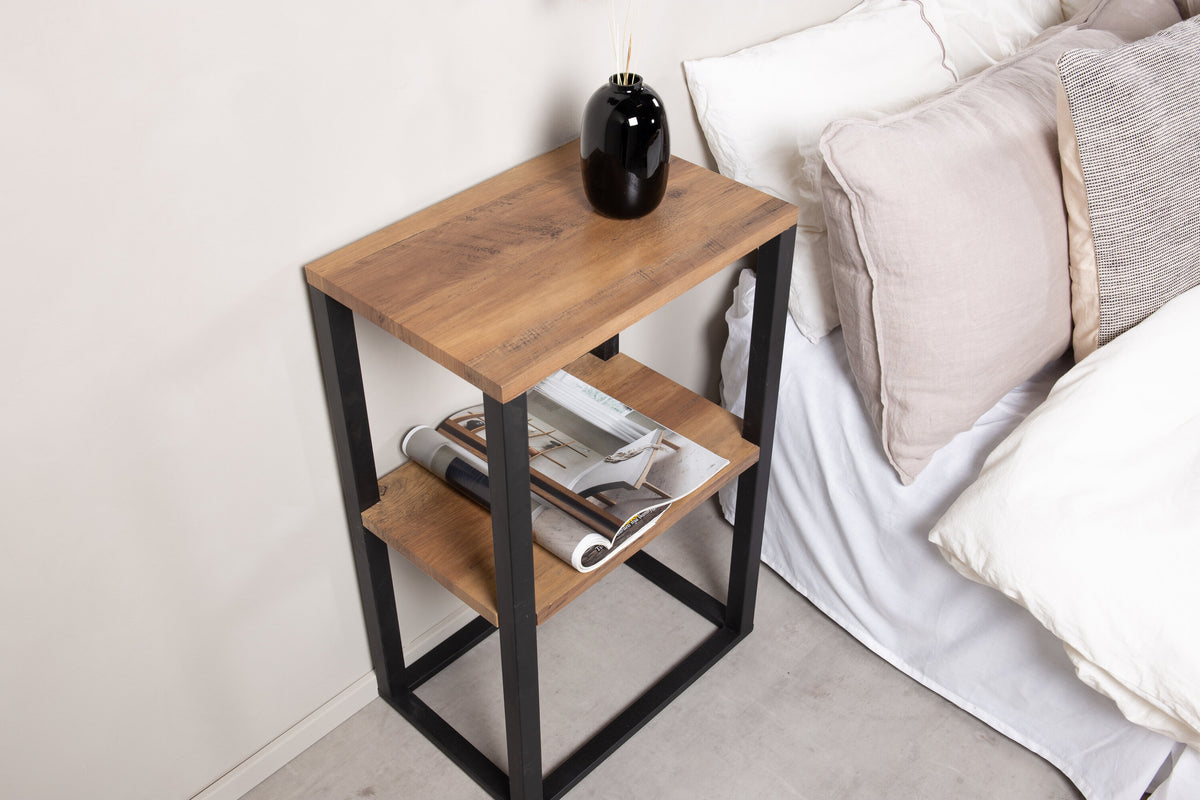 Rise sengebord - 45 × 30 cm - sort, natur - billede 4