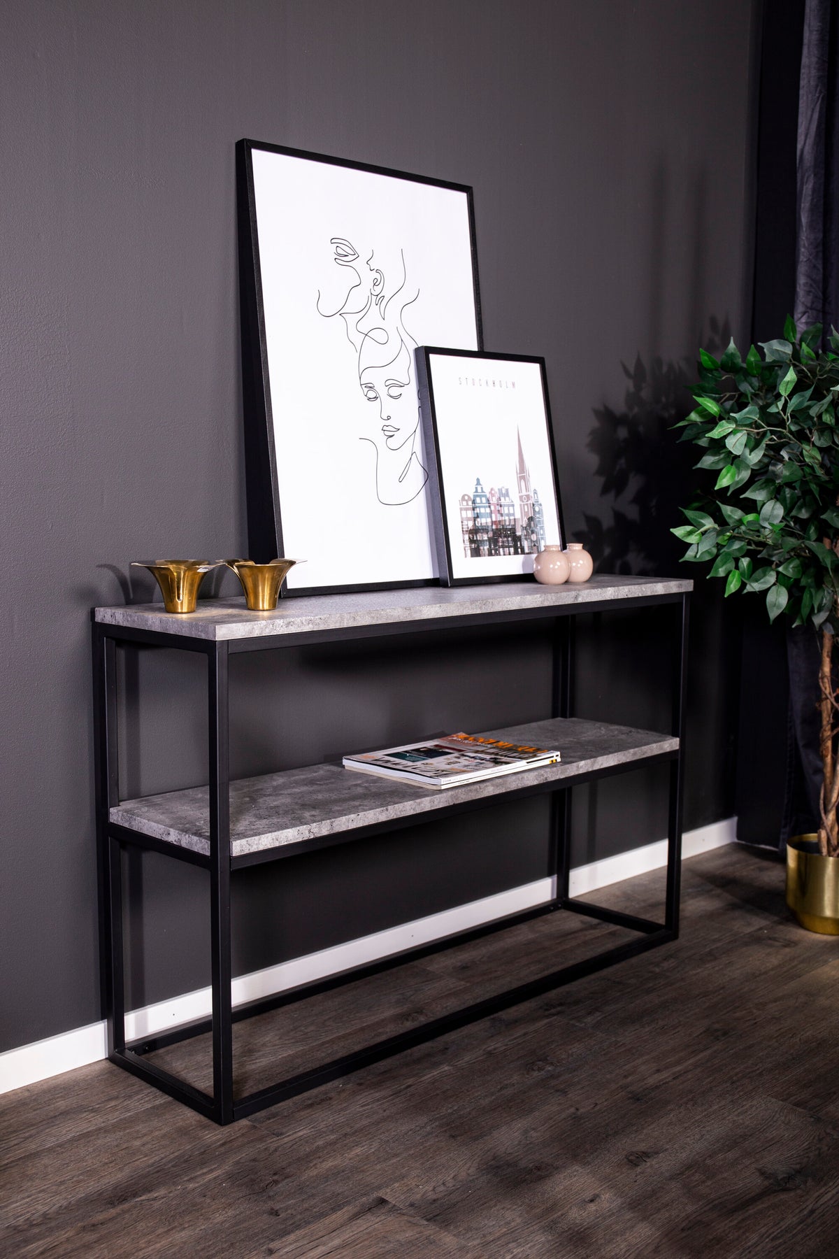 Rise sidebord - 110 × 30 cm - sort, grå - billede 3