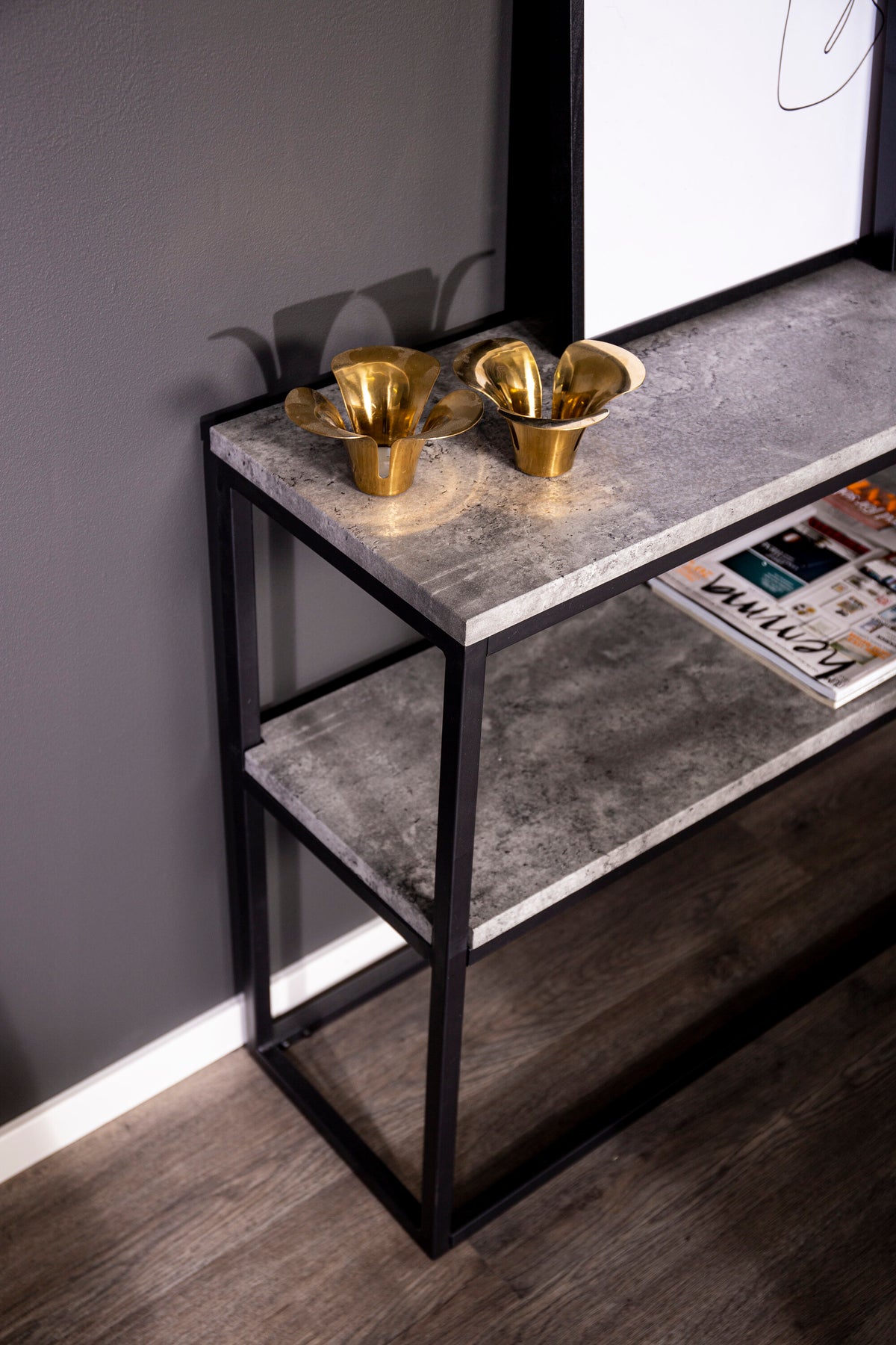 Rise sidebord - 110 × 30 cm - sort, grå - billede 4