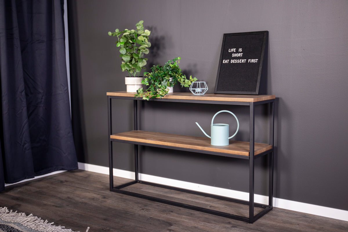 Rise sidebord - 110 × 30 cm - sort, valnøddefarvet - billede 2