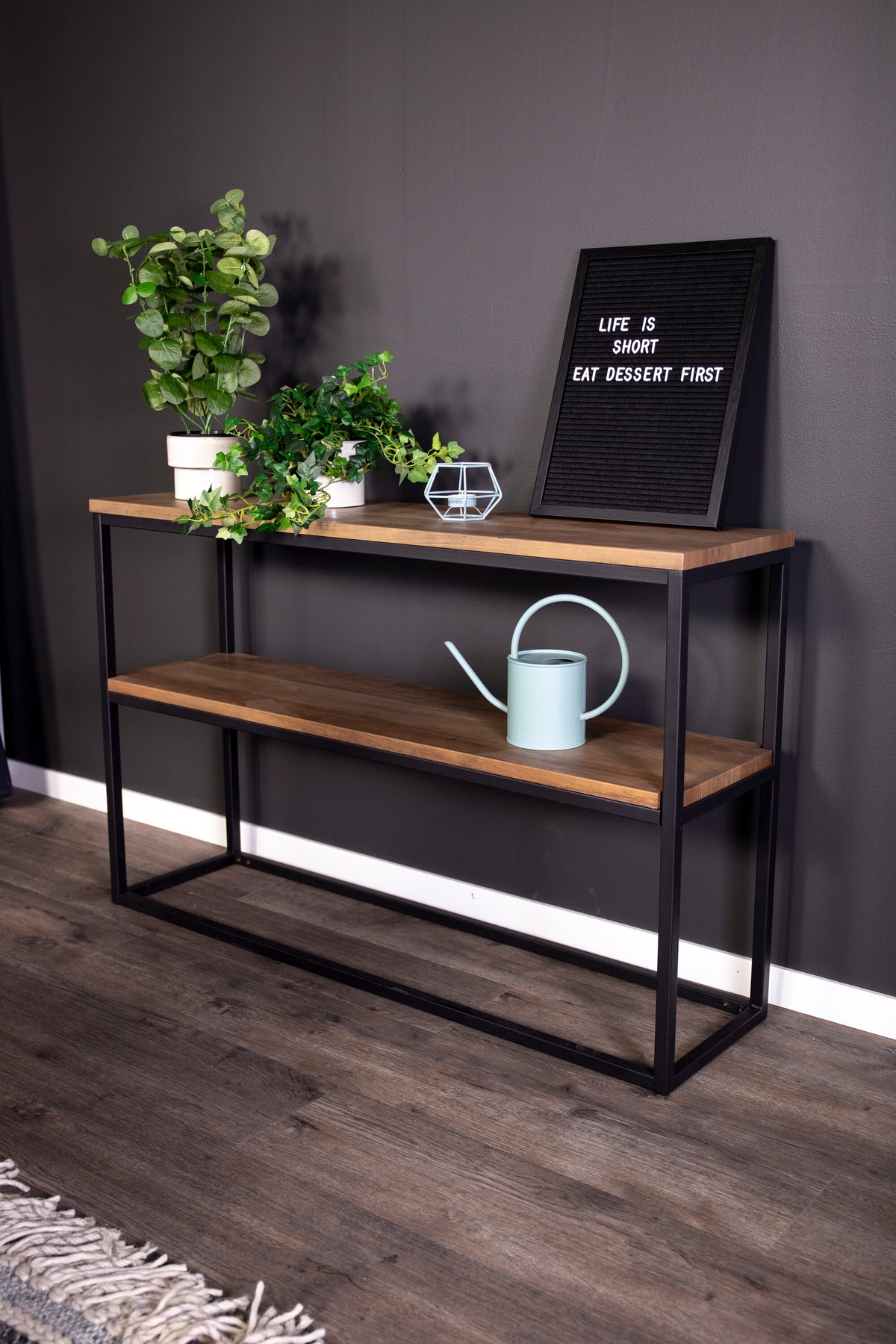 Rise sidebord - 110 × 30 cm - sort, valnøddefarvet - billede 5