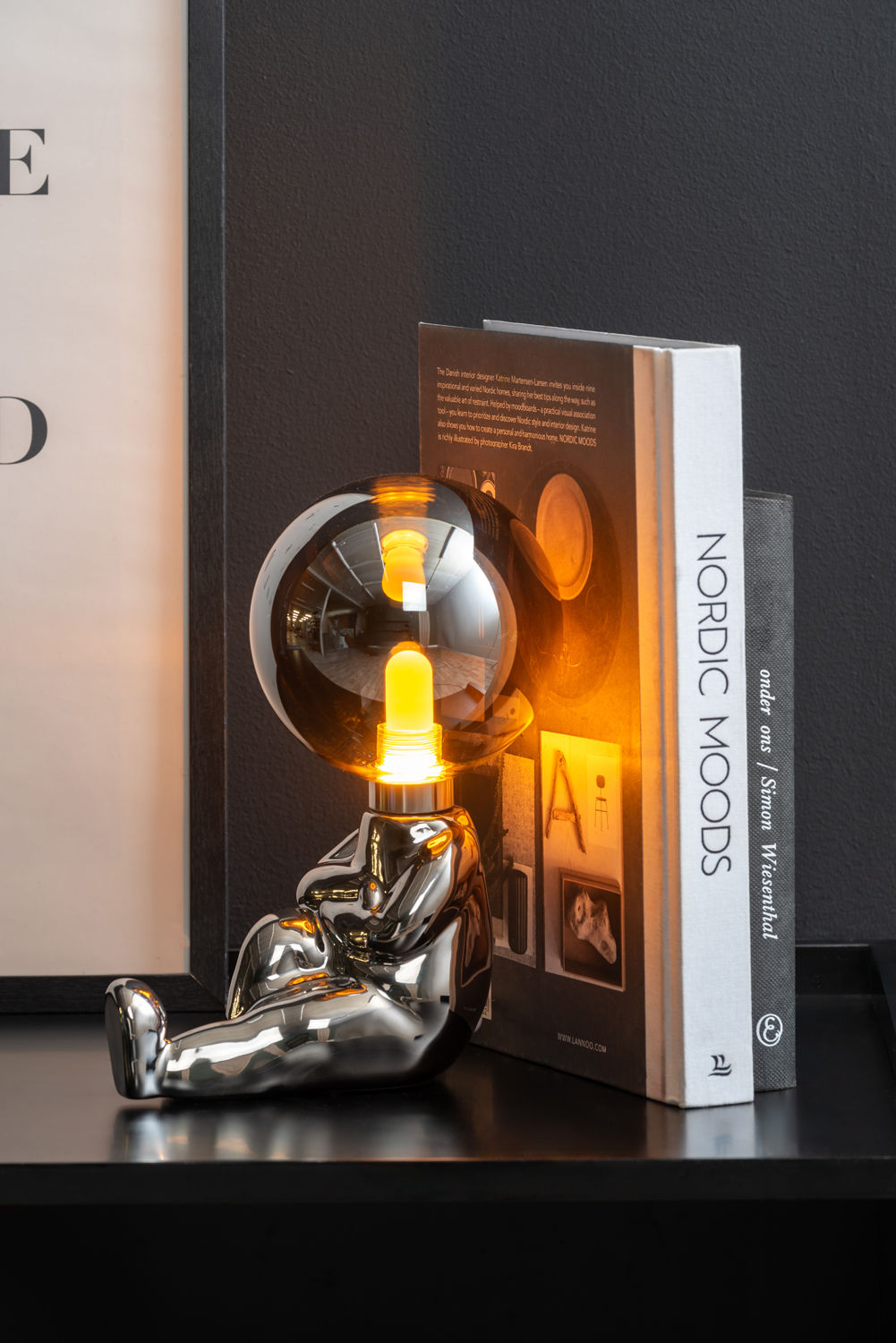 Leitmotiv bordlampe Joey – LED, keramik, krombelagt