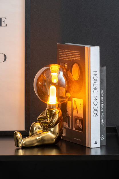 Leitmotiv bordlampe Joey – LED, guldbelagt keramik