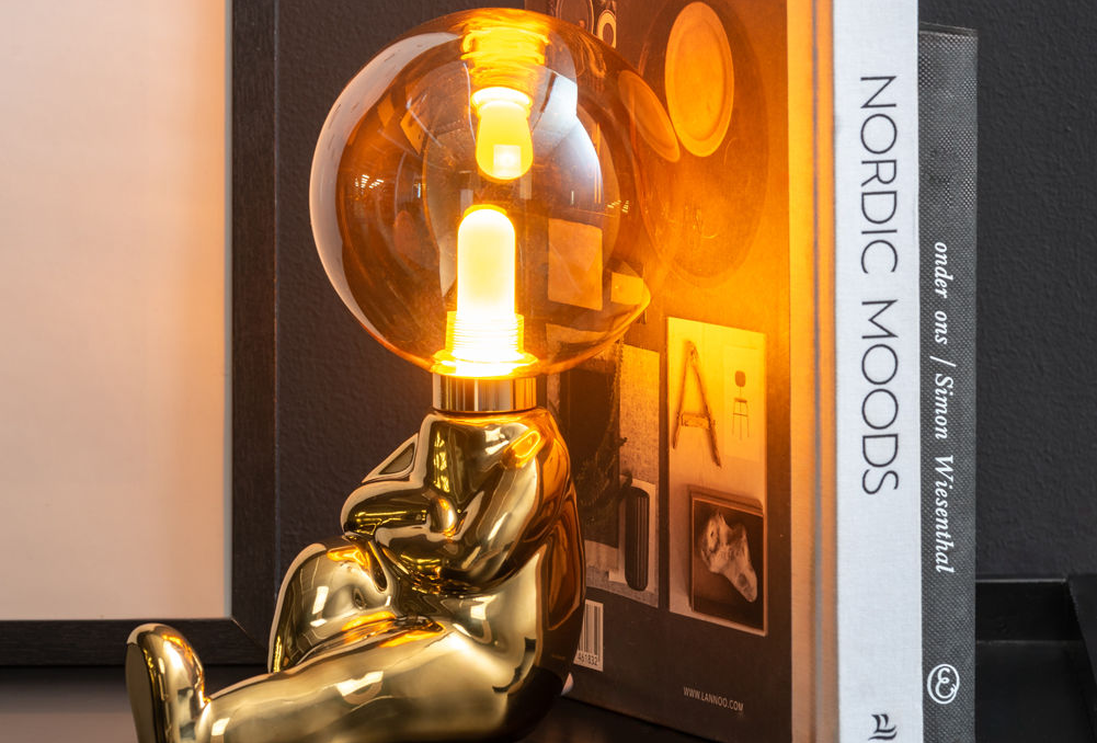 Leitmotiv bordlampe Joey – LED, guldbelagt keramik