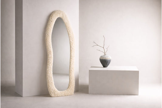 Mirza Spejl 160 x 60cm - Beige Fake Fur