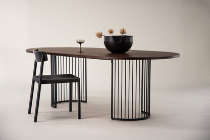 Hamneskär ovalt spisebord - 220 × 110 cm - sort, valnøddefarvet, mørk valnøddefarvet - billede 13