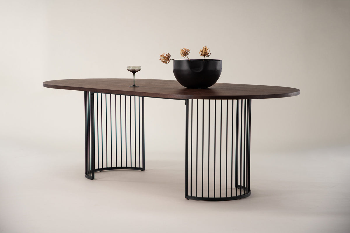 Hamneskär ovalt spisebord - 220 × 110 cm - sort, valnøddefarvet, mørk valnøddefarvet - billede 14