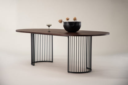 Hamneskär ovalt spisebord - 220 × 110 cm - sort, valnøddefarvet, mørk valnøddefarvet - billede 14