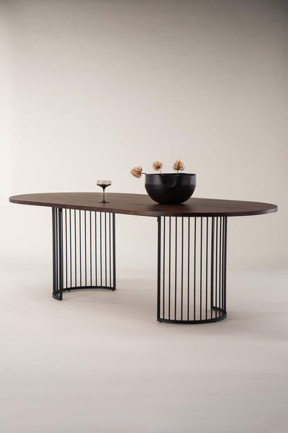 Hamneskär ovalt spisebord - 220 × 110 cm - sort, valnøddefarvet, mørk valnøddefarvet - billede 17