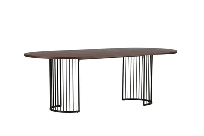 Hamneskär ovalt spisebord - 220 × 110 cm - sort, valnøddefarvet, mørk valnøddefarvet - billede 6