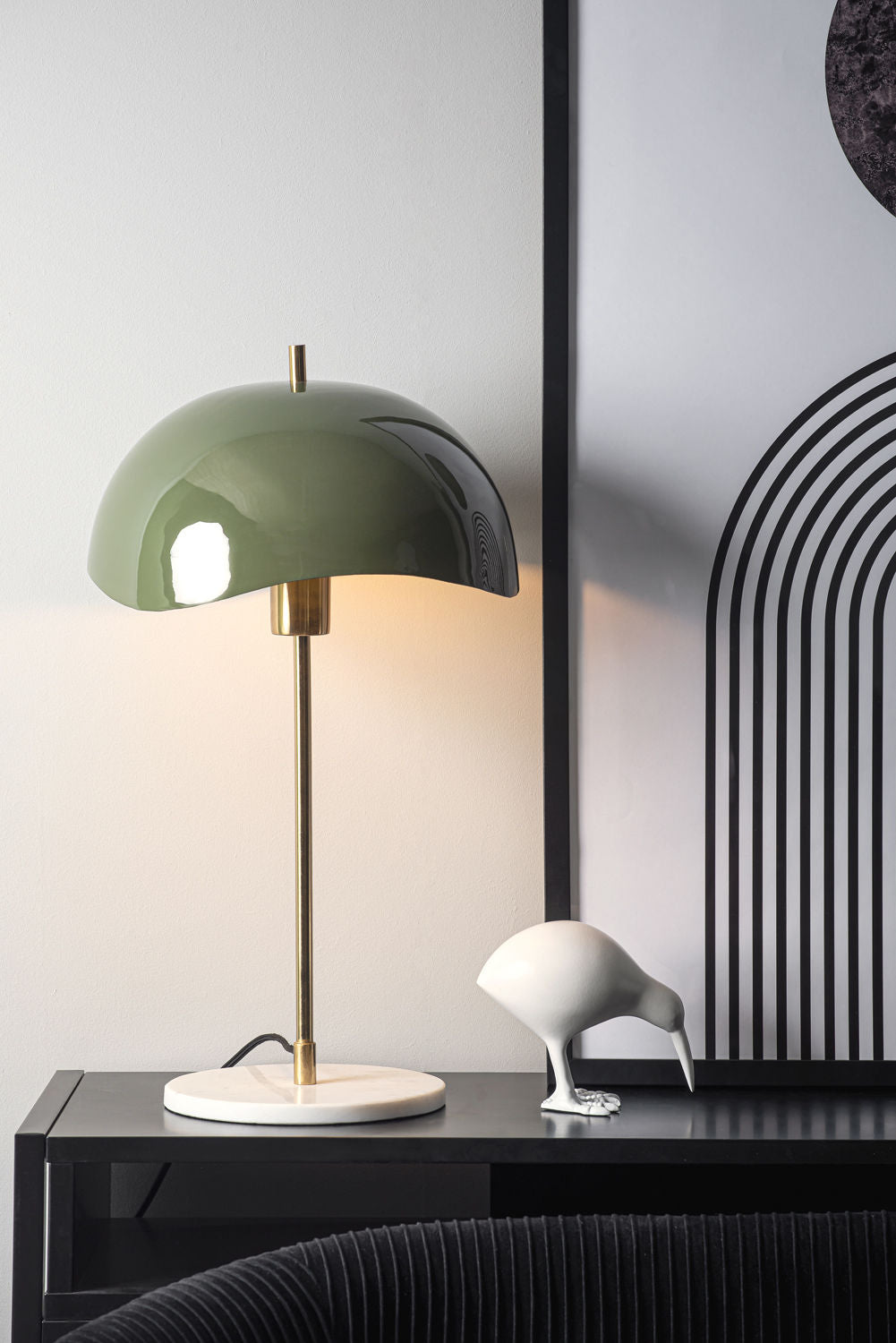 Leitmotiv bordlampe Waved Dome - junglegrøn