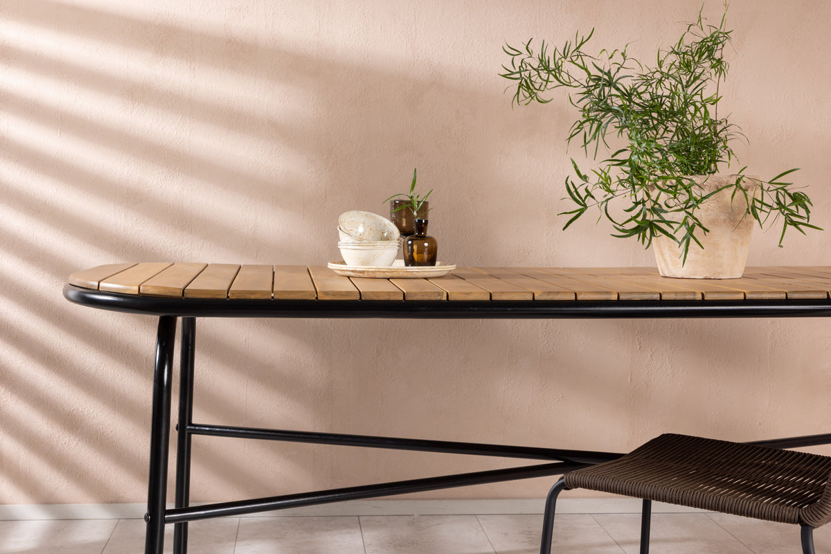 Holmbeck havebord - 200 × 90 cm - sort, natur - billede 14
