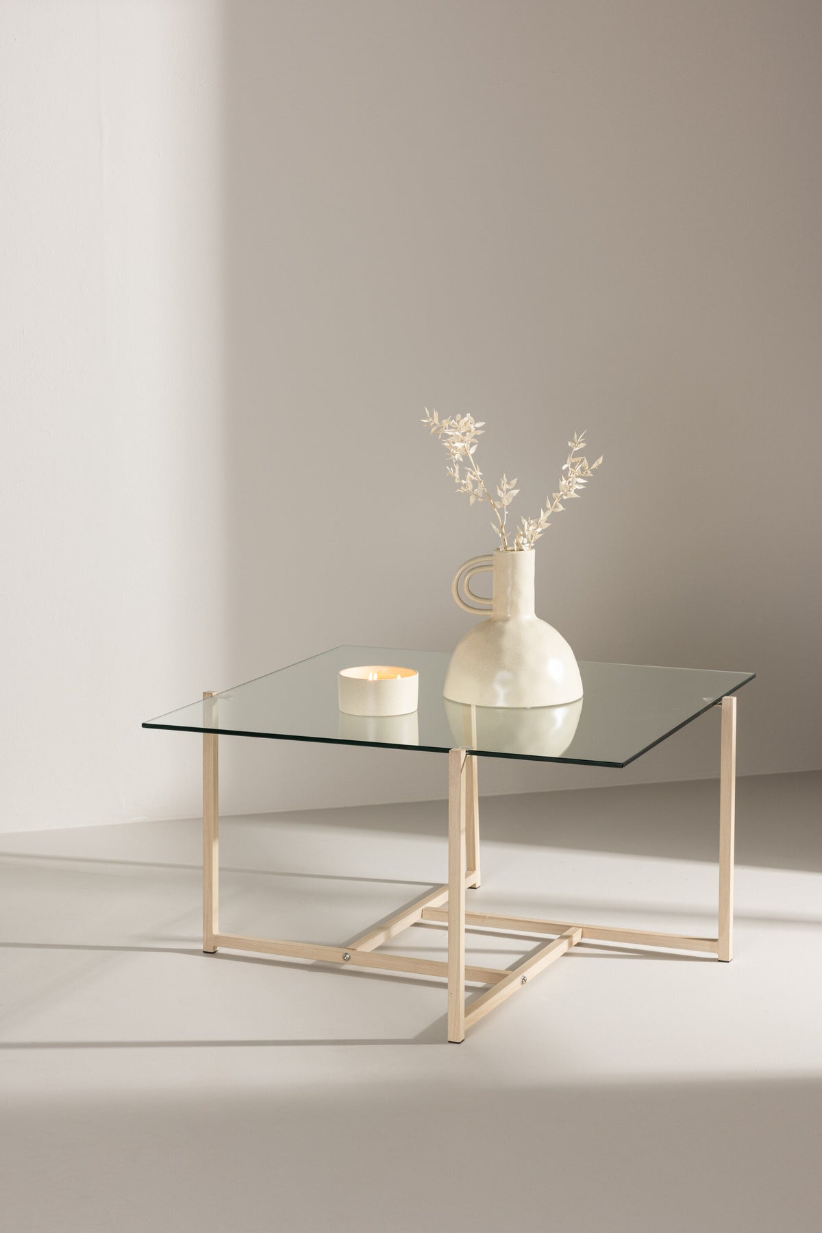 Hybrid sofabord - 80 × 80 cm - klar, hvidpigmenteret, transparent - billede 16