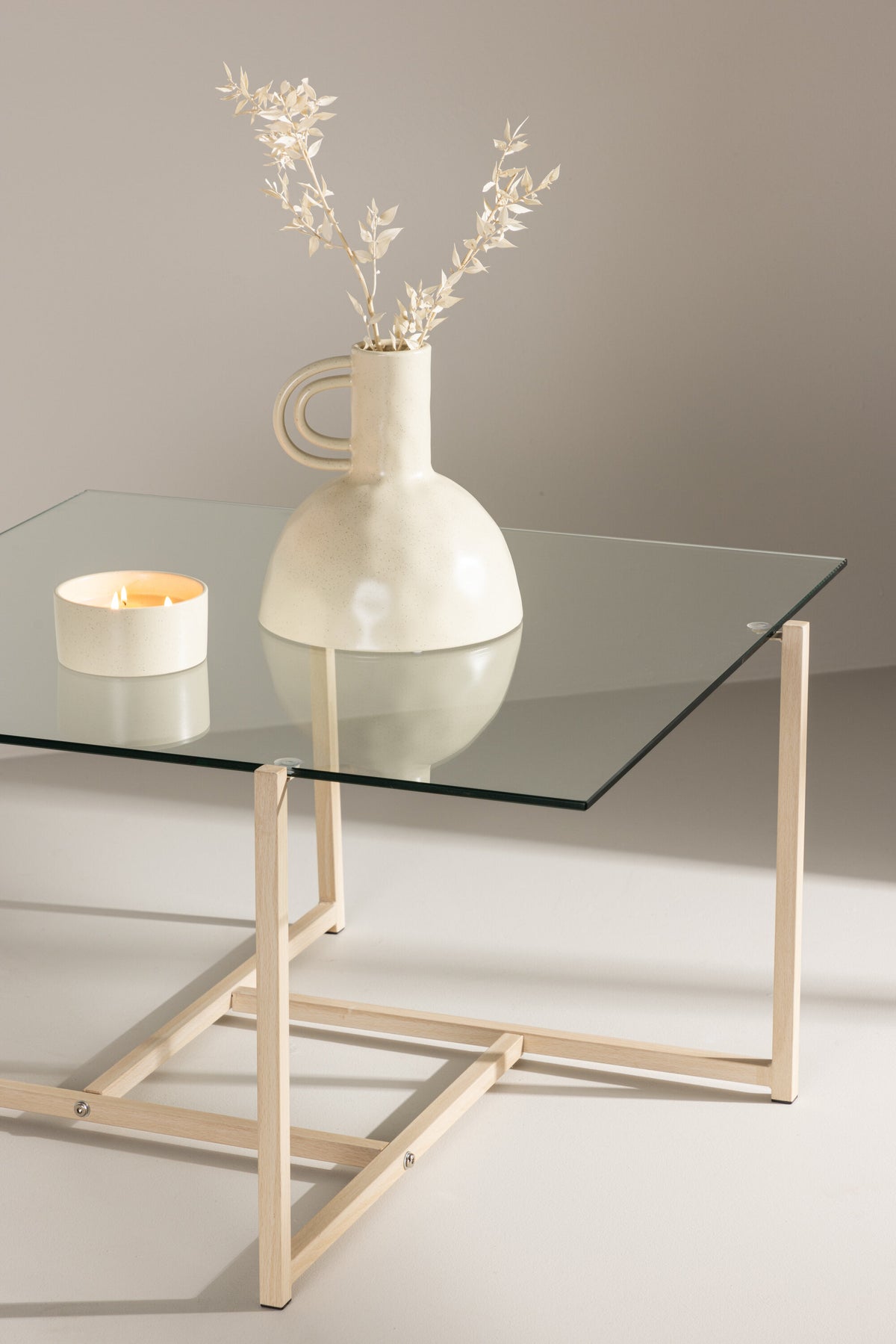 Hybrid sofabord - 80 × 80 cm - klar, hvidpigmenteret, transparent - billede 17
